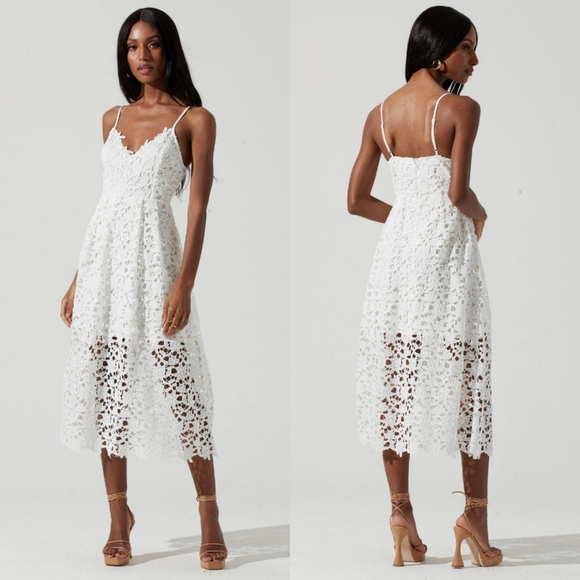 Astr Dresses & Skirts - ASTR the Label | White Lace A Line Midi Dress